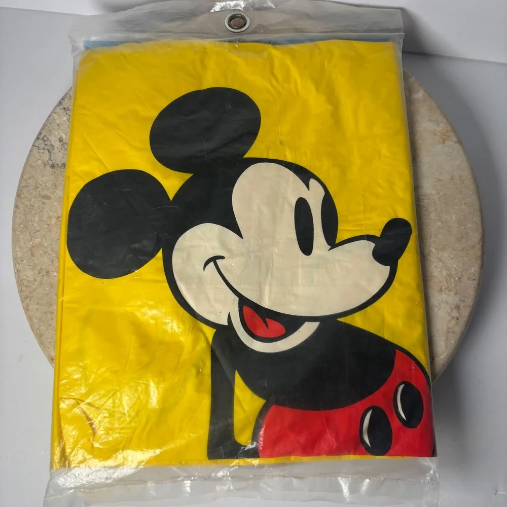 Vintage Disney Mickey Mouse Rain Poncho Yellow Vinyl‎ Adult One Size New Sealed